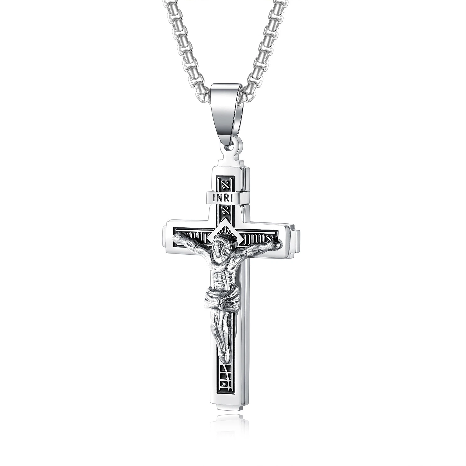 Einfaches Design Religiöse Schmuck Edelstahl Kreuz Kette Halskette