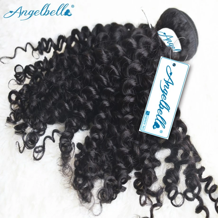 Angelbella Indian Remy Hair Kinky Curly Weave Shedding and Tangle Free Natural Black Raw Human Hair