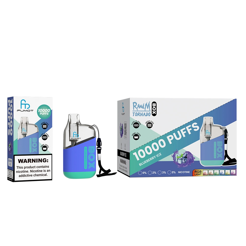 100% الأصلي راندم صندوق رقمي 12000 أطواق الجملة الإلكترونية القابلة للاستخدام Vape with Mesh Coil 40 Flavors Available LED Display E السجائر