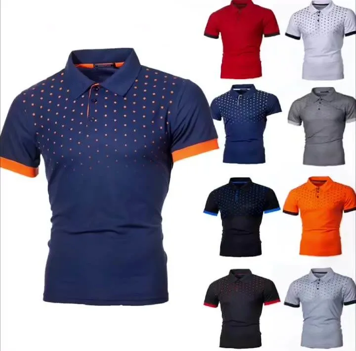 Sommer Neue Herren Solid Color Revers Polo Shirt Printed Fashion Kurzarm-T-Shirt