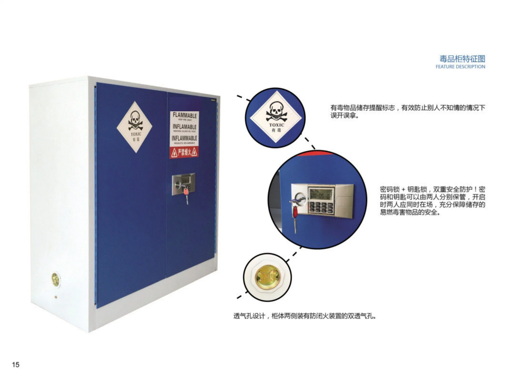 Toxic Chemicals Cabinet 60 Gal Medical Hospital Instrument