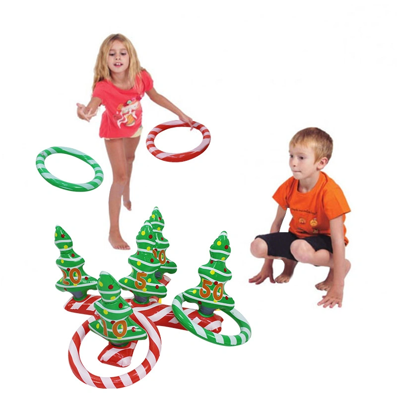 Draußen und drinnen Weihnachtsfeier spielen Spielzeug Aufblasbarer Weihnachtsbaum Ring Toss Spiel für Kinder