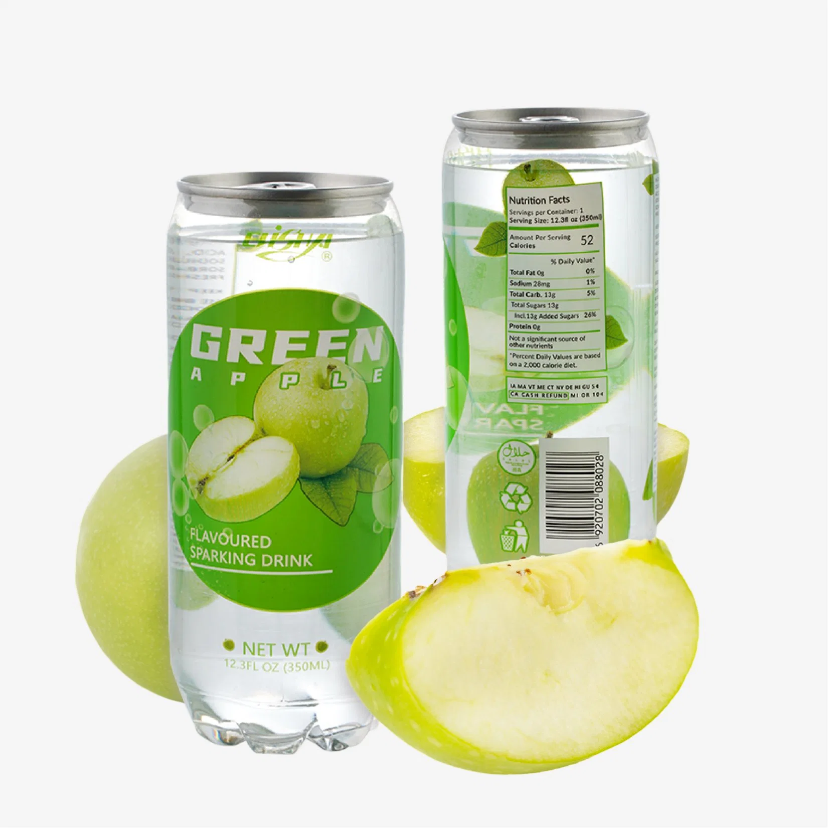 320ml Canned de Rendimiento de alta calidad/alto costo sabor de Manzana Verde espumoso agua de Soda