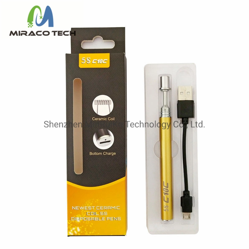 Mjtech Disposable E-Cigarette Kits Vape Pen 5s C10c Thick Oil Cartridge 280mAh Battery 0.3ml 0.5ml Ceramic Coil Cartridges Top Filling Empty Vaporizer