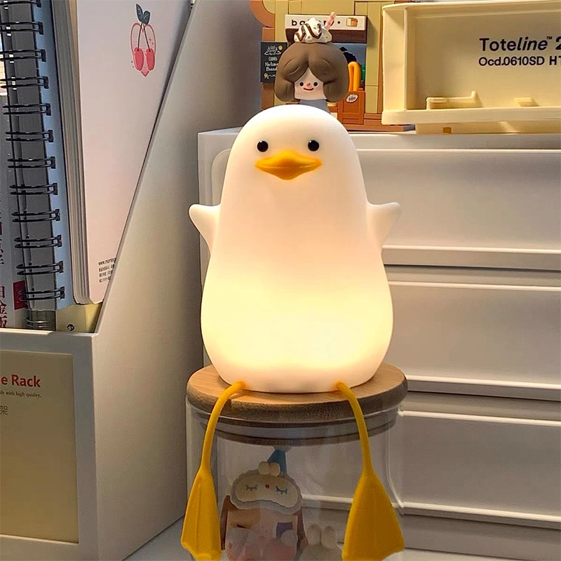 Room Decor Silicone Cute Duck Table Lamp Rechargeable Touch Control Children Sleep Lovely Animal Smart Night Light for Kids