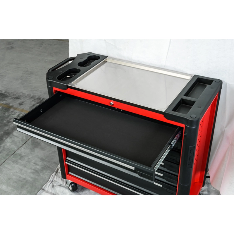 Metal Tool Trolley with Stainless Steel Working Top and Side Holes