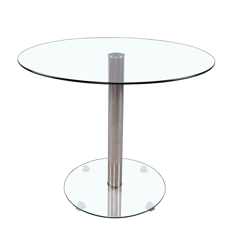 Modern Wholesale/Supplier Round-Shape Table Garden Dining Tempered Glass Top Stainless Steel Leg Dining Table