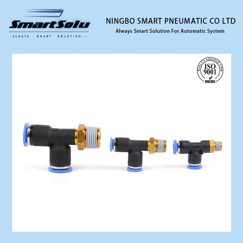 Pneumatic Plastic One Touch Pst Three-Way Male Thread Pneumatic Air Connectors