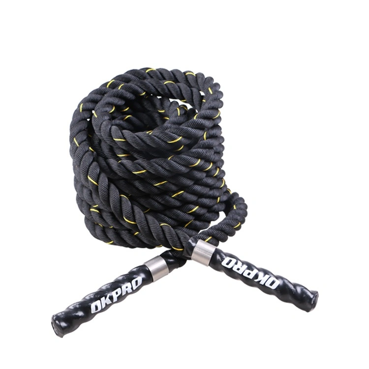 Fitness Body Building Training Cheap Set Light Training Black Nylon Battle Ropes No Slip Battery Power Rope