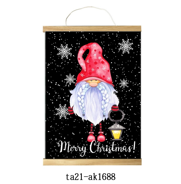 Christmas Elf with Kerosene Lamp in Snow Poster Print Hanging Scroll