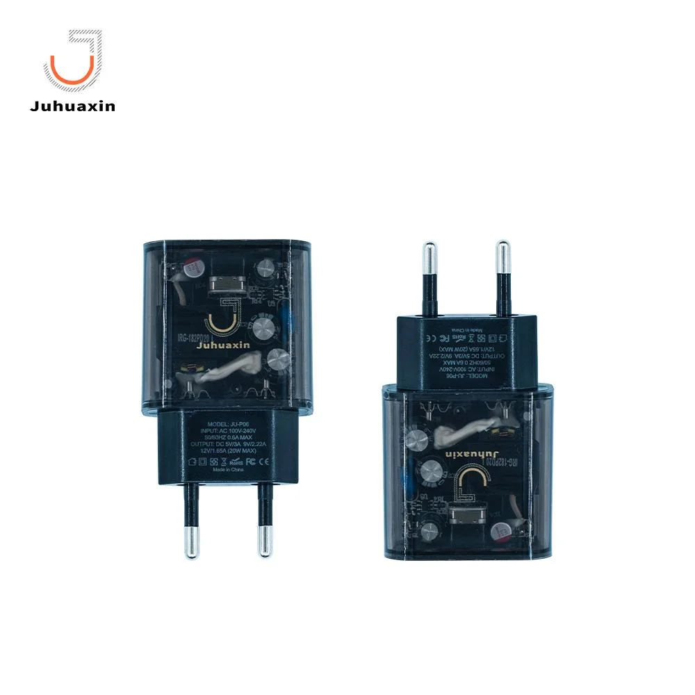 Juhuaxin High quality/High cost performance  Ju-P06 20W Pd Fast Charger Transparent Black Charger for Mobile Phone