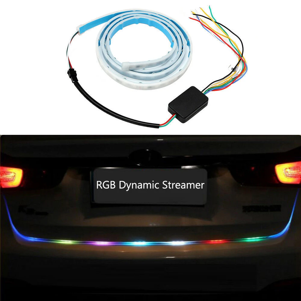 RGB DRL Luz de marcha diurna para automóvil Tira de luz LED trasera del maletero Luz de freno Señal de giro intermitente Advertencia de parada Lámpara trasera del automóvil LED