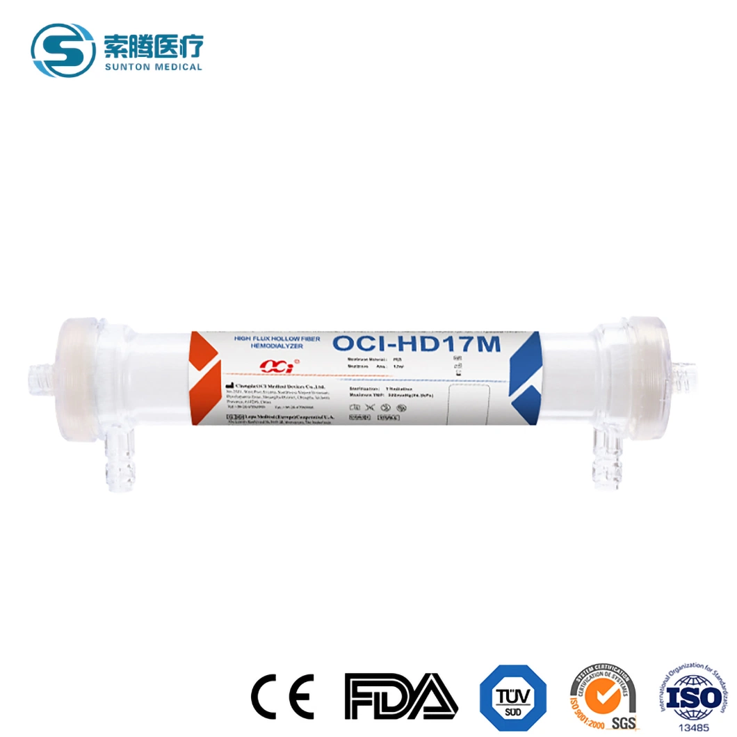 Sunton grado médico de alta calidad Hemodialyzer dializador China Pes Pes la calidad del material Hemodialyzer dializador fabricantes grado quirúrgico Medical dializador