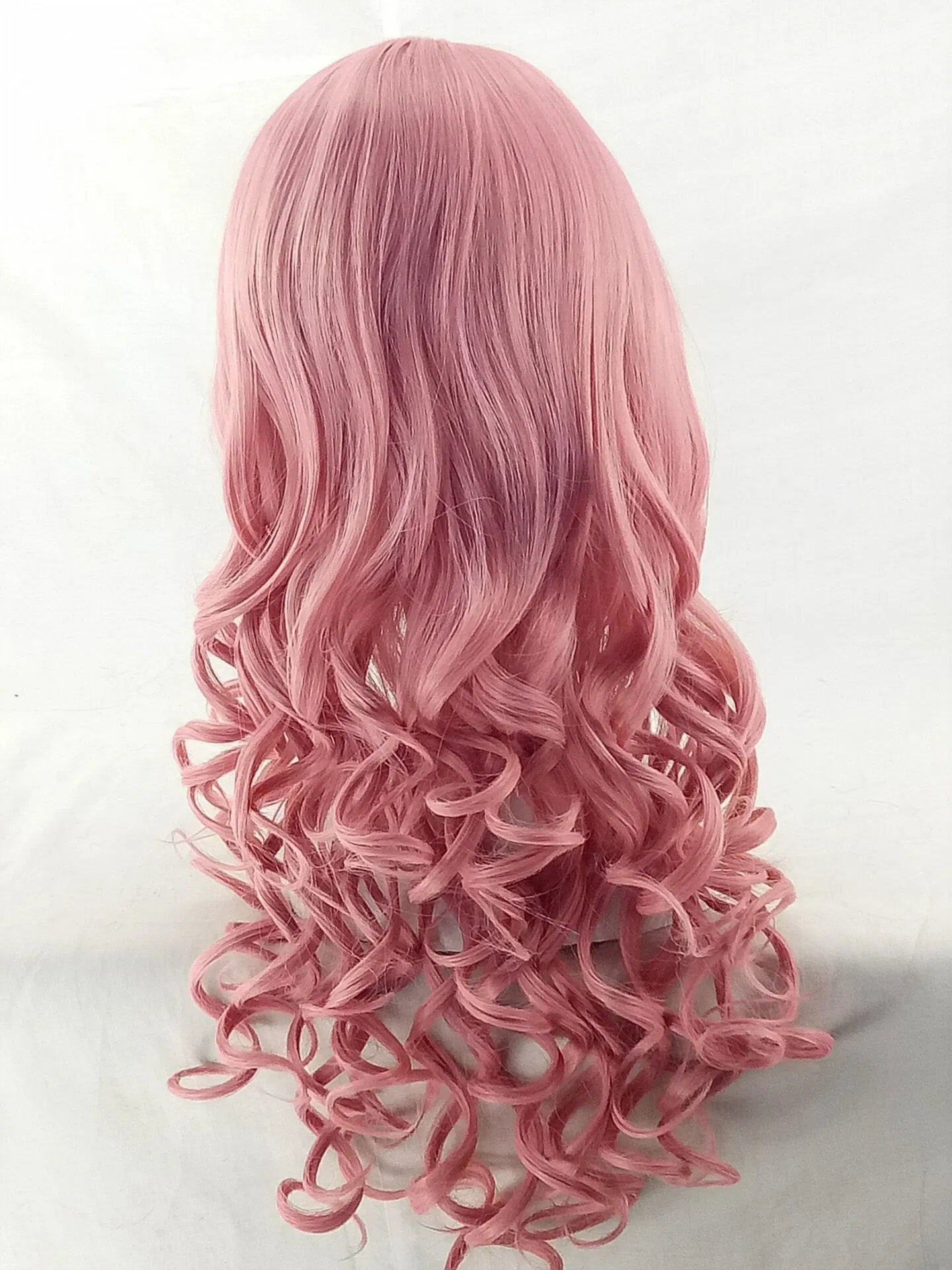 Wholesale/Supplier Cute Girl Lolita Cosplay Wig Synthetic Long Curly Wavy Pink Hair Bunches Party Wigs with Bangs