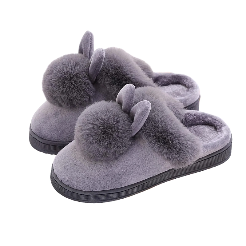 Lovely Rabbit Ears Soft Home Shoes Cotton Women Outdoor Warm Slippers