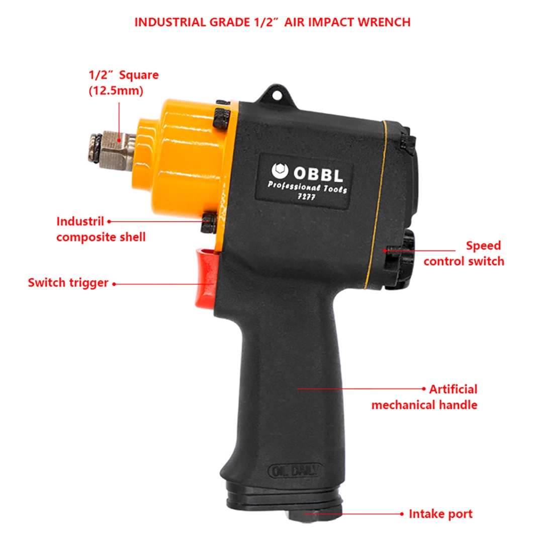 Obbl 1/2 Inch Impact Air Wrench Pneumatic Torque Wrench for Tire Repair Air Tools