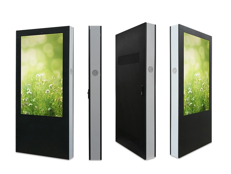 65 Inch Lightning Protection Vandalism Defense Efficient Cooling System Advertising Outdoor TV Kiosk