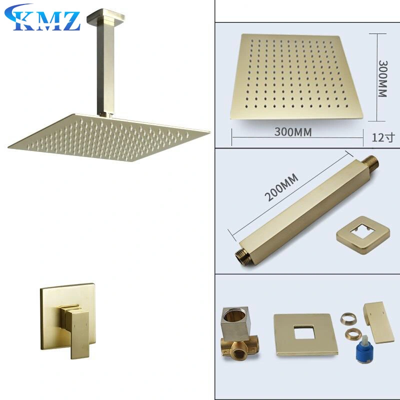 Single Lever Square Rain Shower Head Concealed Wall Mounted Bathroom Shower Set Ceiling Shower Faucet Bathtub Faucet