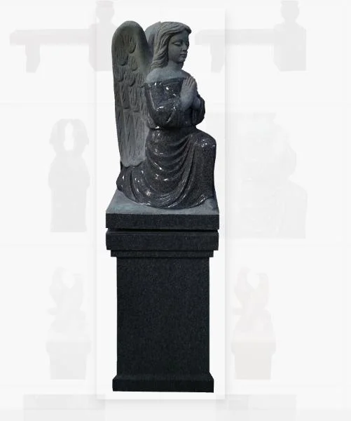 Buena calidad Granite Negro rezando Angel Cremation pedestal Tombstone