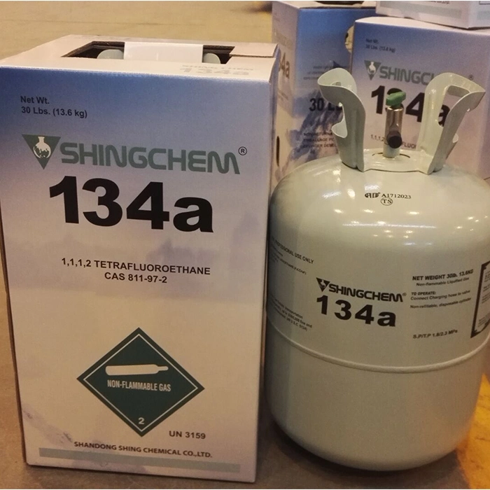 Shingchem fábrica China de mejor venta de gas refrigerante R134A 13,6kg 340 g 1000g R134A.