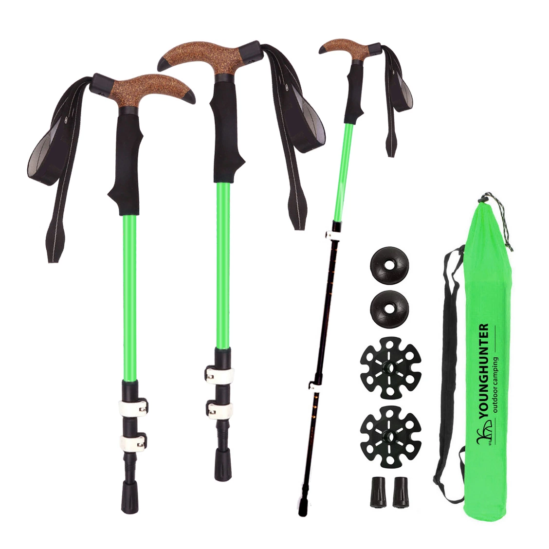 Trekking Pole Quick Locking Wholesale Trekking Pole Walking Stick Crutches Wooden Handle Telescopic Trekking Pole