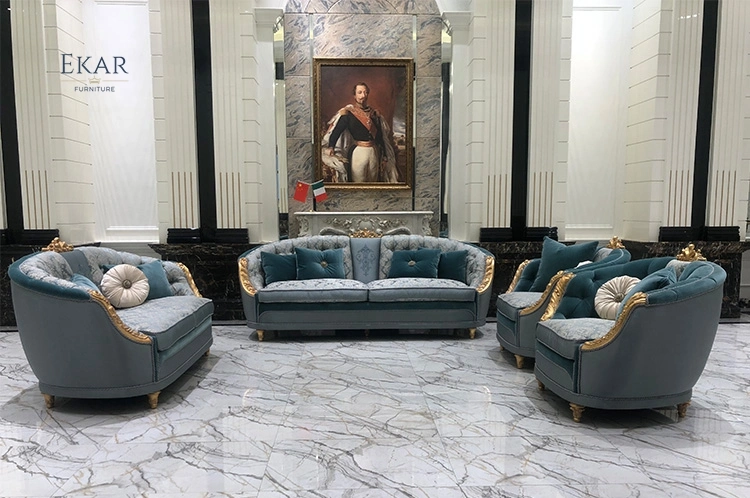 Luxury Hand Carving Velvet Classic 6 Seaters Antique Living Room Furniture Sofa Set Arabic Sofa Set Majlis