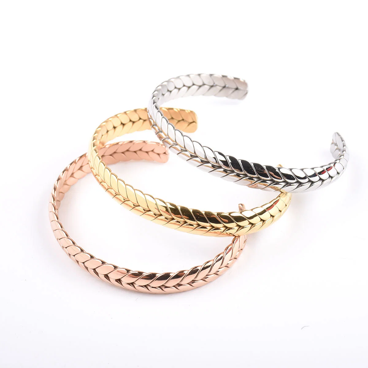 Fashion Stainless Steel Wheat-Ear Opening Cuff Bracelet