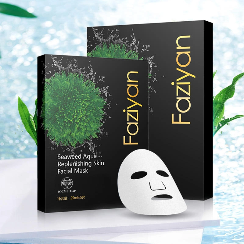 Vente en gros algues naturelles acide hyaluronique hydratant profond feuille de soin du visage hydratant Masque