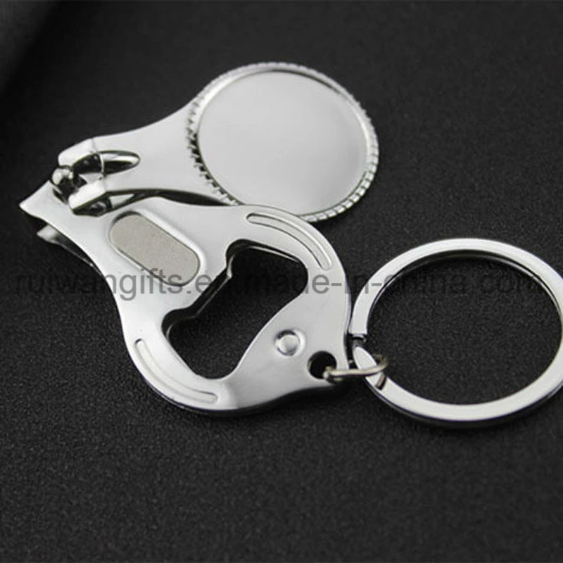 Multi Function Metal Nail Clipper Bottle Opener Keychain, Portable Nail Cutter Keyring