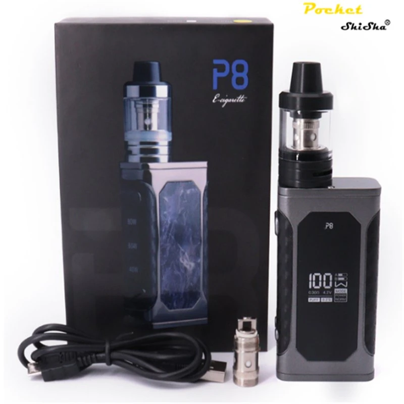 P8 100W Vape Starter Kit 2000mAh Batterie 3ml 0,5ohm Zerstäuber Tank Elektronische Zigaretten Fashion Box Mod Ecig