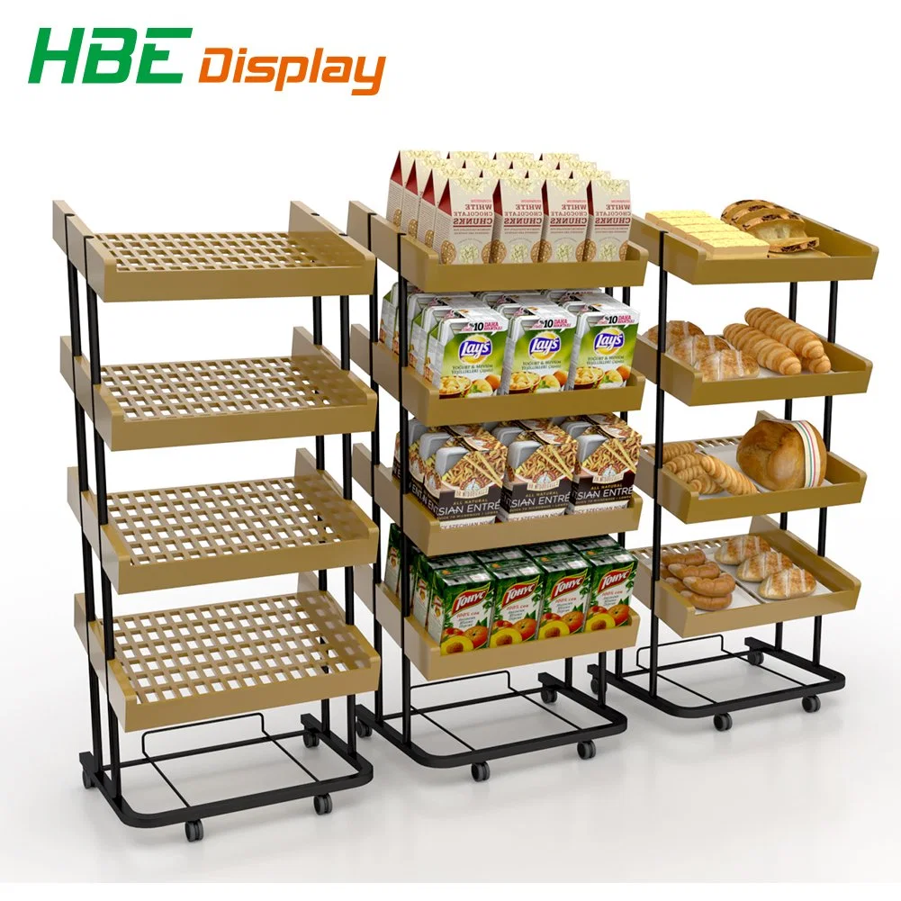 Vier Schicht Kunststoff Brot Kartoffelchips Promotion Snack Display Ständer