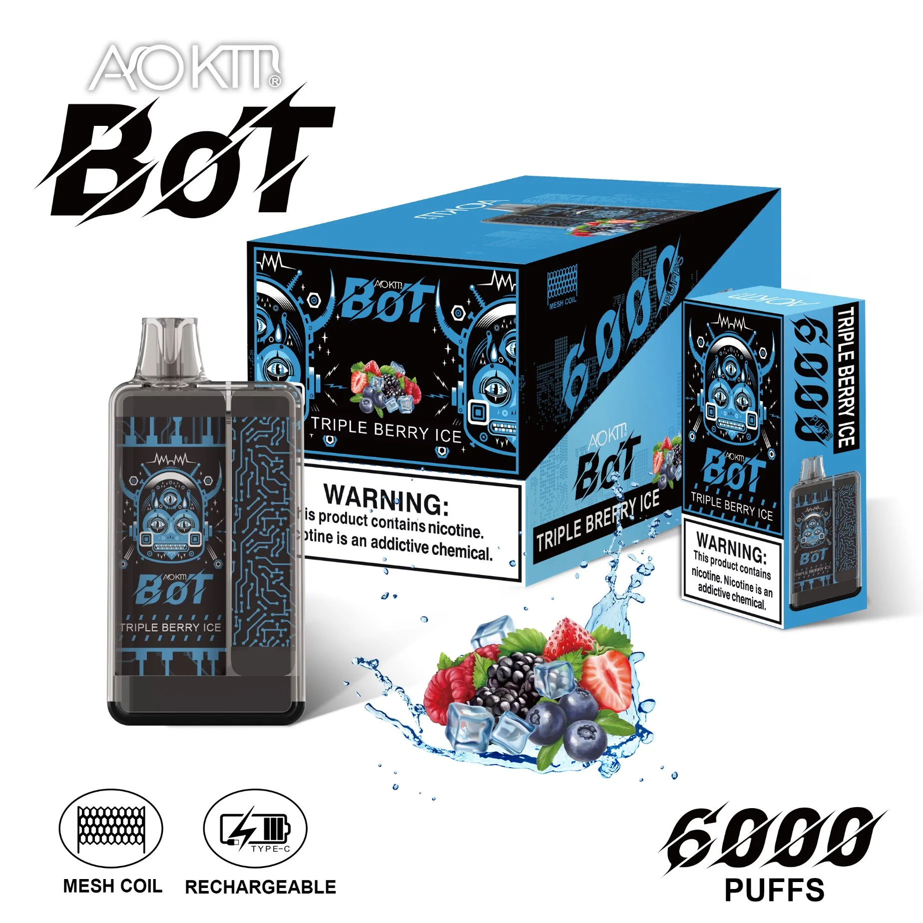 E-pipe Aokit Bot 6000 Puff Bar Plus desechable E-CIG caliente Venta fábrica Vaporizer Pot Wholesale/Supplier Puff Bar 7K 8K 9K Puff