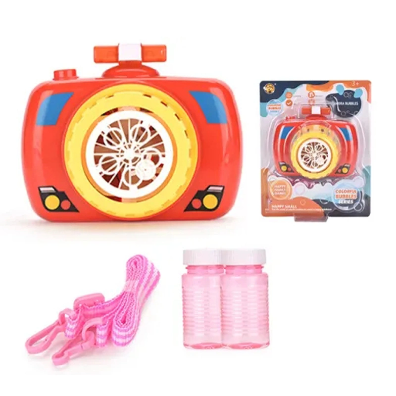 Children Plastic Toys Cute Shape Colorful Real-Color Musical Blowing Machine Five-Hole Camera Frog Bubble Toys with Light and Music