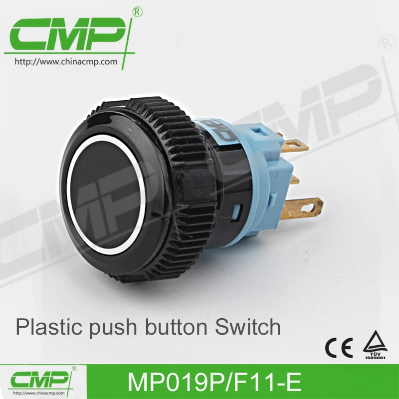 19mm Plastic Latching Push Button Switch with Ring Lamp