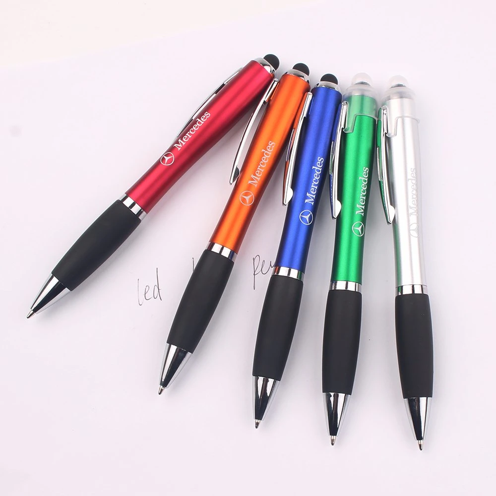 Low Order Quantity Custom Laser LED Bright Blue Plastic Ballpoint Pen