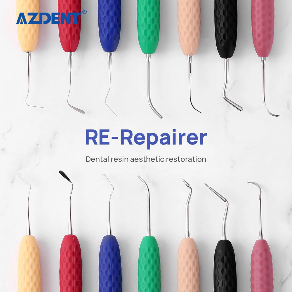 Azdent Dental Implant Resin Filler Aesthetic Restoration Kit Resin Knife Plastic Dresser with Silicone Handle