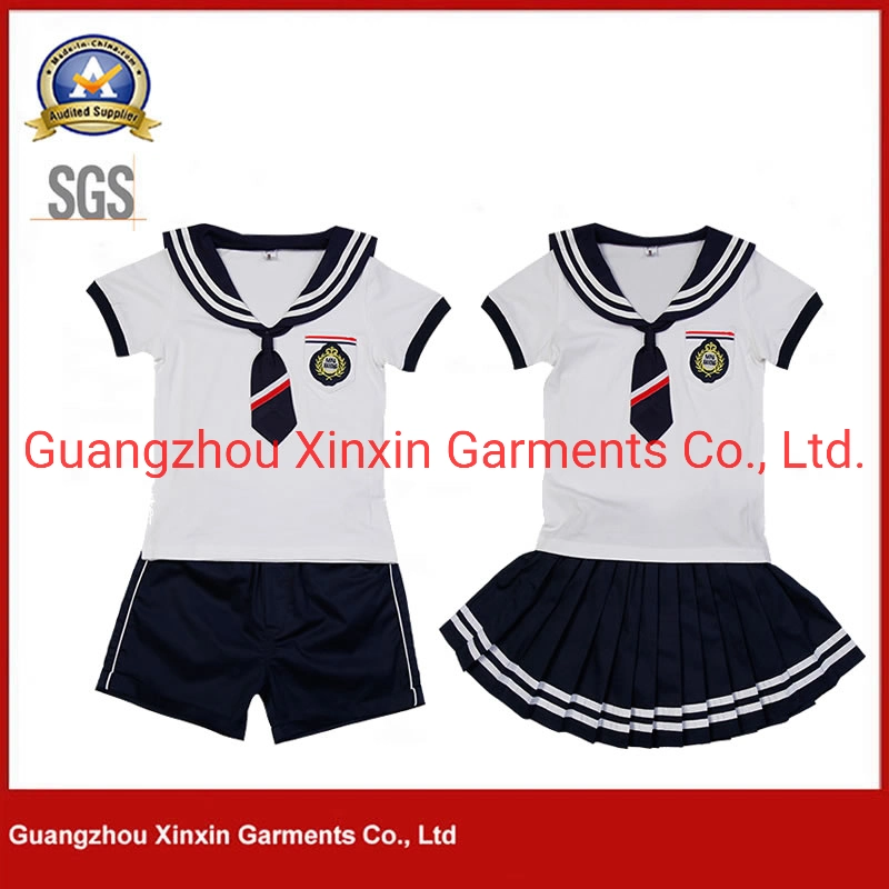 Japanische Schulmädchen Uniform Anzug weiß Kurzarm T-Shirt Top Plissee Rock Cosplay Koreanische Mädchen Student Kostüm-Set (U180)