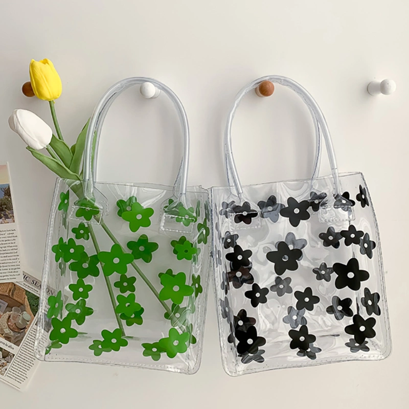 Plastic Gift Bags Waterproof PVC Clear Shopping Tote Bag Women Transparent Handle Bag