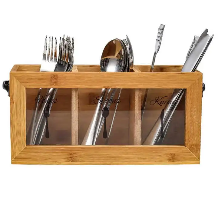 Best Selling Premium Bamboo Wood 3 Compartments Kitchen Storage Rack