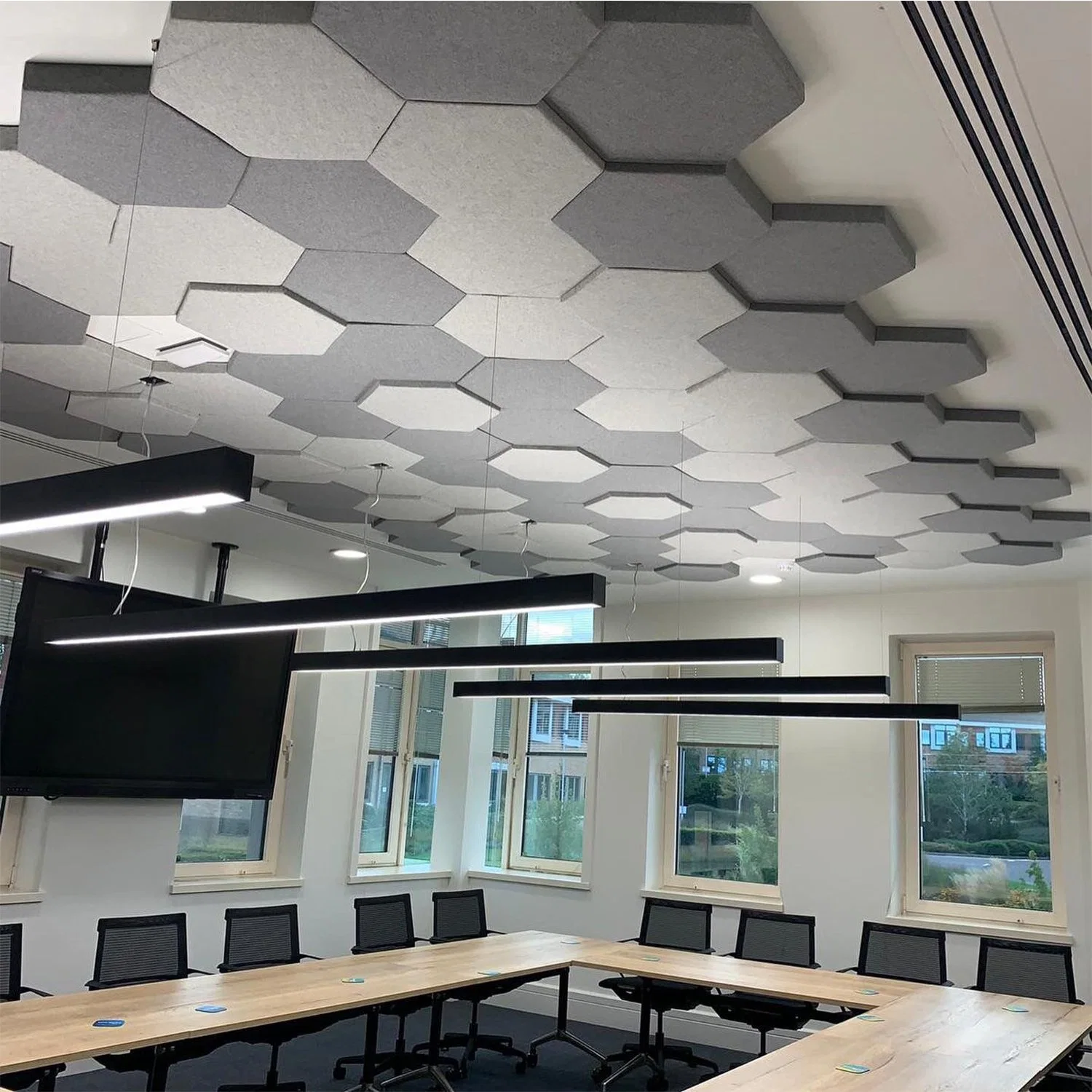 Interior Decoration Small Hexagon Polyester Acoustic Panel Sound Absorption for Office