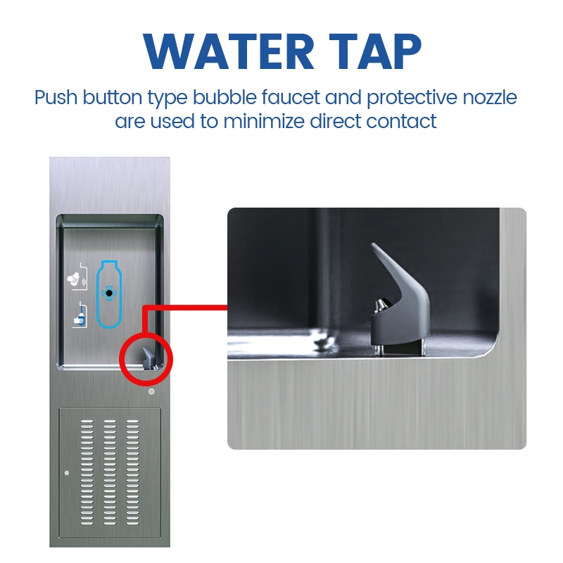 Hot Sale Wall Mounted Drinking Fountain Stainless Steel Commercial Water Dispenser for Airport Subway Railway Stations