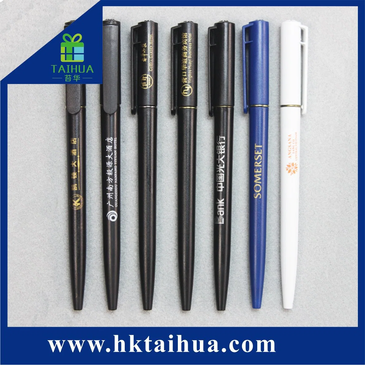 Custom Logo Hotel Plastic Pen, Ball Point Pen for Promotion