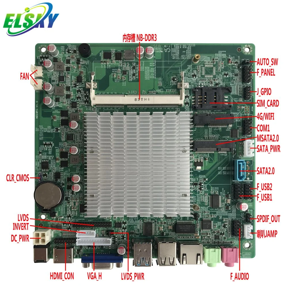 Hot Sale Fanless Embedded Mini Itx Motherboard J1900 Processor Quad Cores 2.42GHz Gpio SIM Card Lvds RS232COM