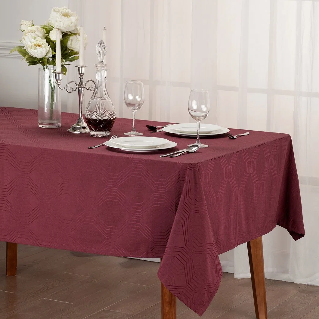 Factory Hot Sale Polyester Cotton Yarn Dyed Jacquard Tablecloth Table cloth