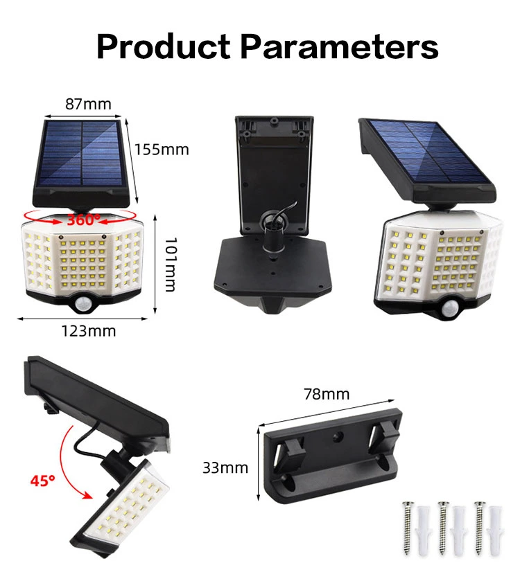 Brightenlux 3 modos de trabajo humano Pnels solares de silicio policristalino de detección de infrarrojos Walllight