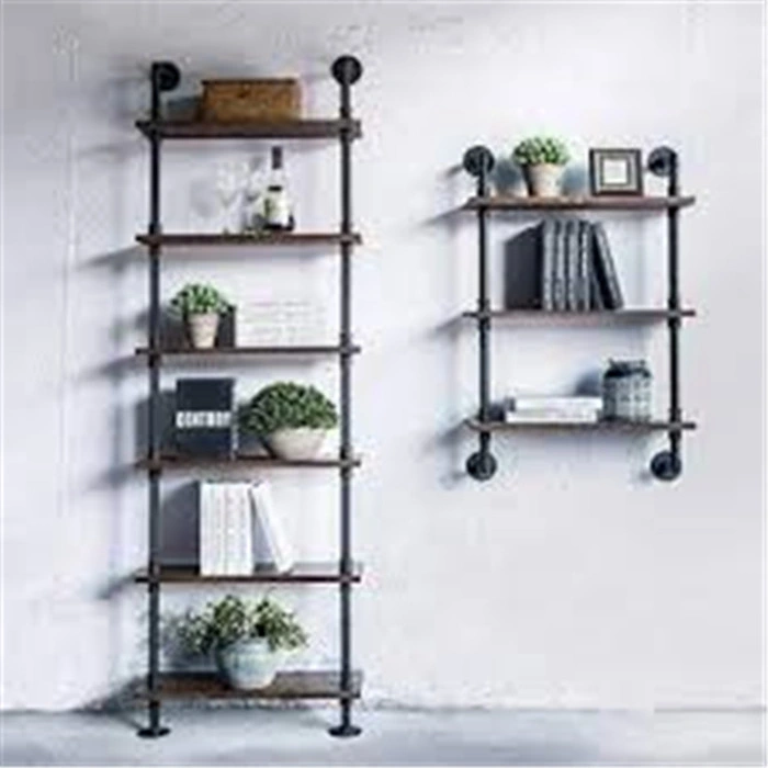 Industrial Pipe Shelf Wood Shelves Wall Mounted, Metal Pipe Shelves Floating Book Shelves, Steampunk Wall Shelves for Office