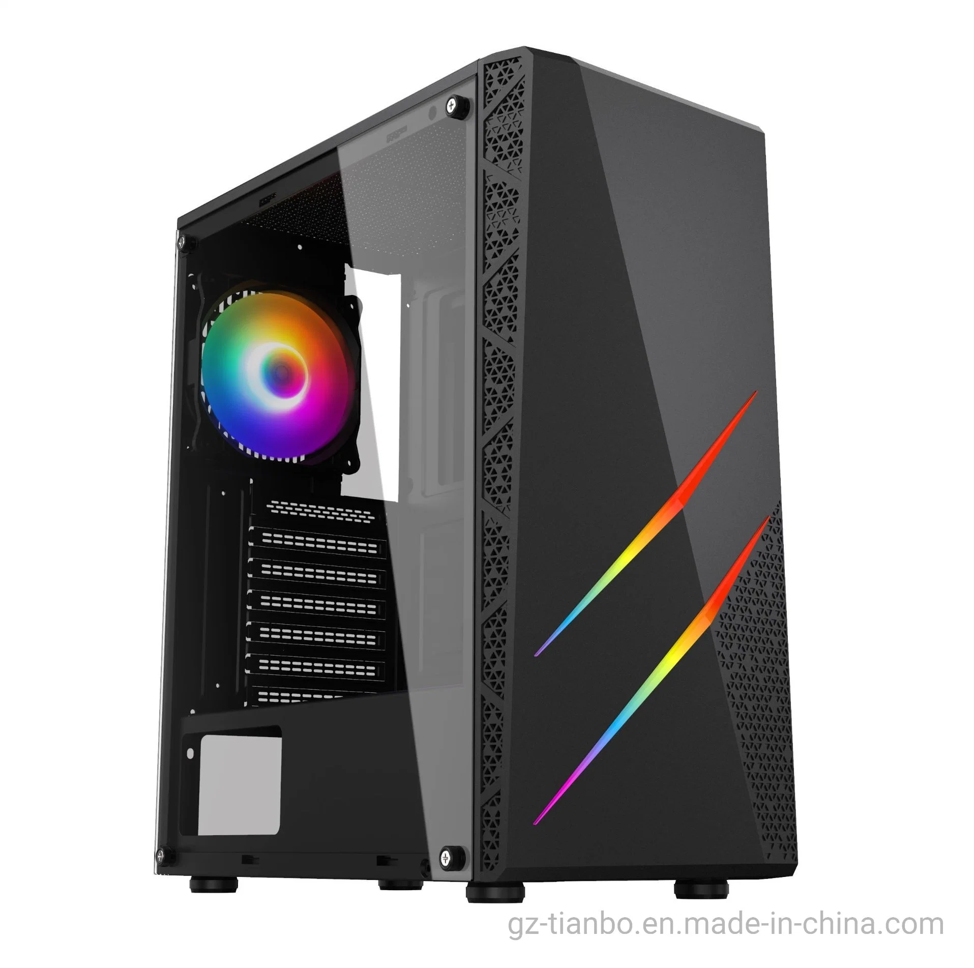 RGB-Lüfter Gaming Heißer Verkauf ATX Gaming-Gehäuse Computer-Teile Computer-PC-Gehäuse mit großem gehärtetem Glas Design G50 Modell