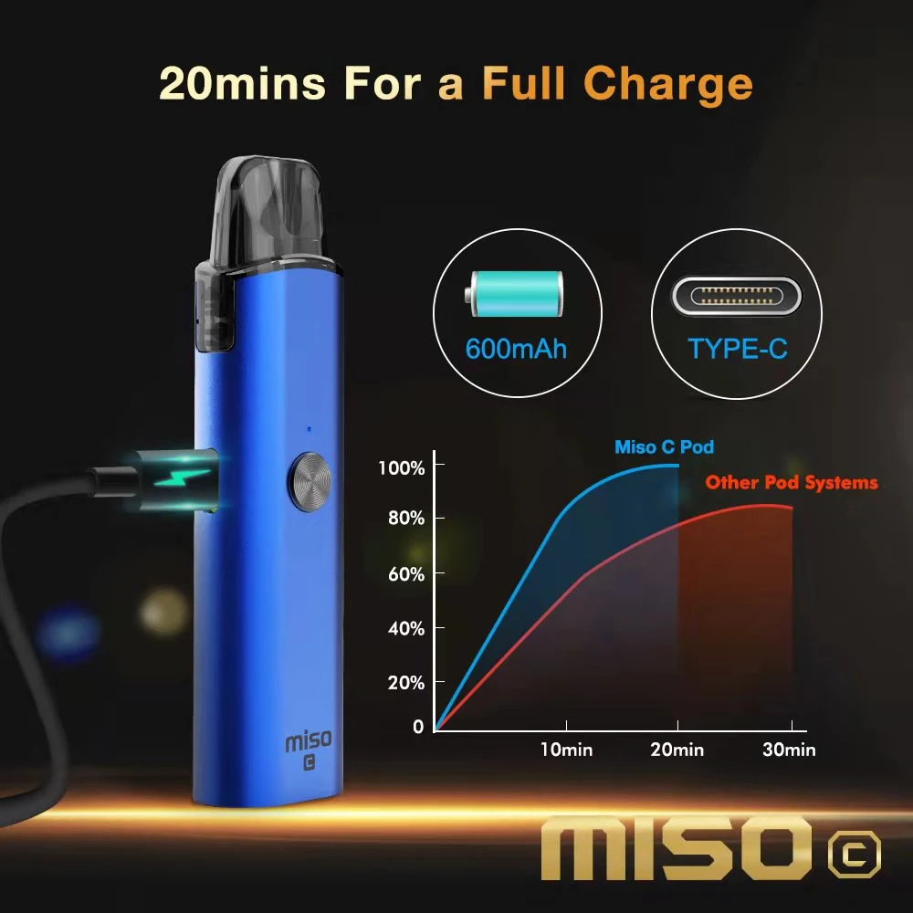 Venda por grosso de cigarros elétrico Miso C abrir Pod Kit com 7 cores Kit Pod Vape carregamento rápido