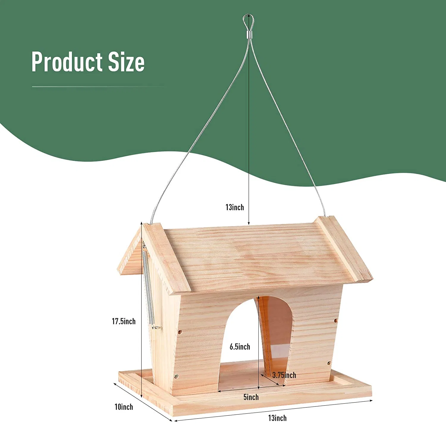 Alimentador de aves selvagens Birdhouse de madeira para fora grandes travando com orifícios de drenagem