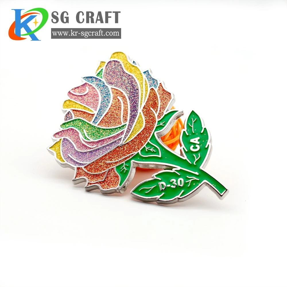 Rose Badge Customized Colorful Metal Crafts Soft Enamel Pin Badge Corporate Promotional Gift Sport Souvenir Products Emblem